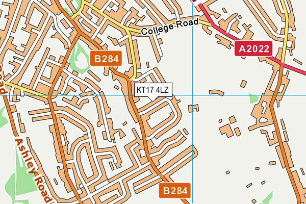 KT17 4LZ map - OS VectorMap District (Ordnance Survey)