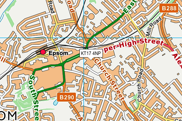 KT17 4NP map - OS VectorMap District (Ordnance Survey)