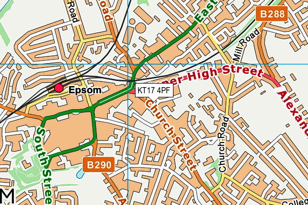 KT17 4PF map - OS VectorMap District (Ordnance Survey)