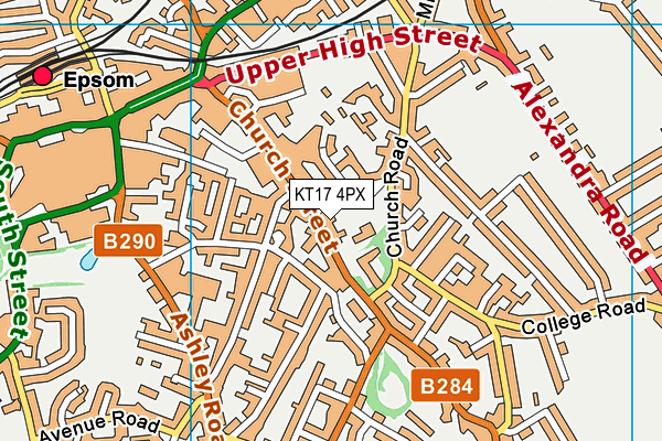KT17 4PX map - OS VectorMap District (Ordnance Survey)