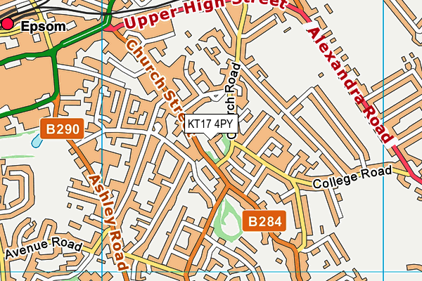 KT17 4PY map - OS VectorMap District (Ordnance Survey)