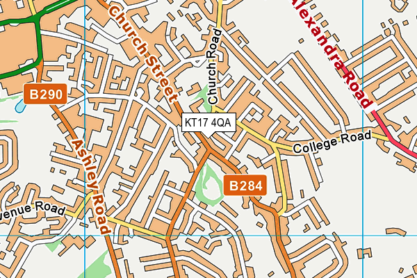 KT17 4QA map - OS VectorMap District (Ordnance Survey)