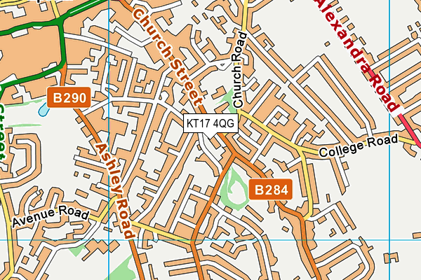 KT17 4QG map - OS VectorMap District (Ordnance Survey)