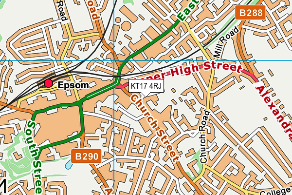 KT17 4RJ map - OS VectorMap District (Ordnance Survey)