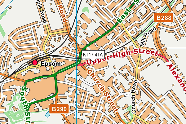 KT17 4TA map - OS VectorMap District (Ordnance Survey)