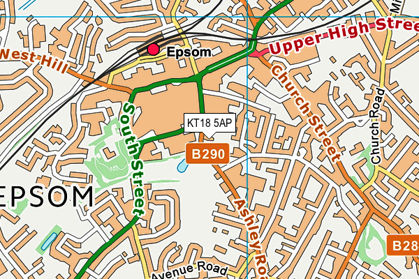 KT18 5AP map - OS VectorMap District (Ordnance Survey)