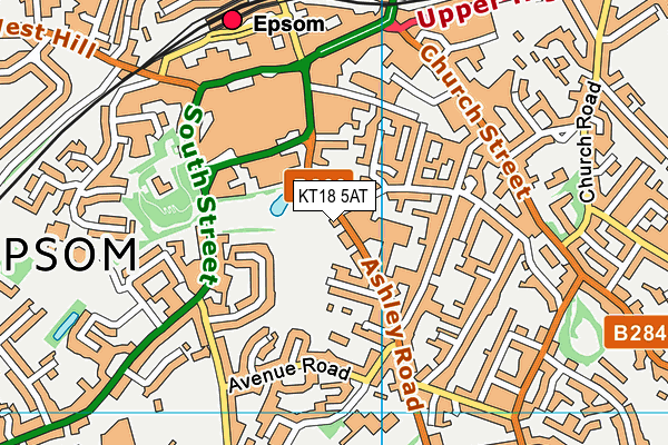 KT18 5AT map - OS VectorMap District (Ordnance Survey)