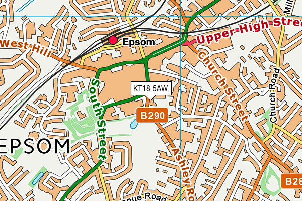 KT18 5AW map - OS VectorMap District (Ordnance Survey)