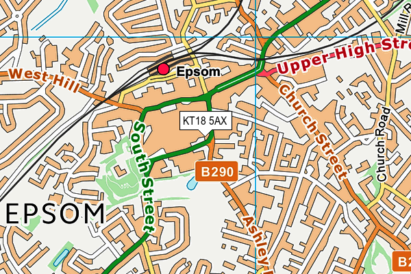 KT18 5AX map - OS VectorMap District (Ordnance Survey)