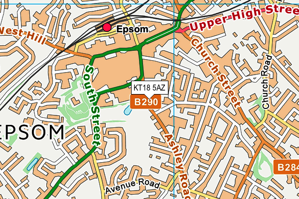 KT18 5AZ map - OS VectorMap District (Ordnance Survey)