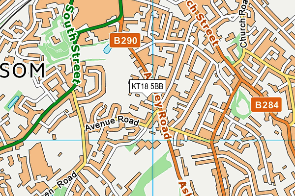 KT18 5BB map - OS VectorMap District (Ordnance Survey)