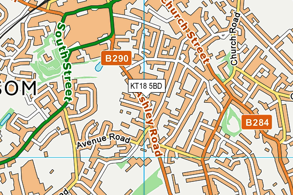 KT18 5BD map - OS VectorMap District (Ordnance Survey)