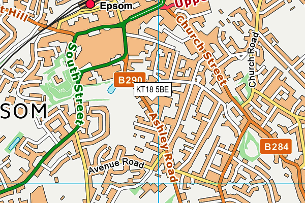 KT18 5BE map - OS VectorMap District (Ordnance Survey)