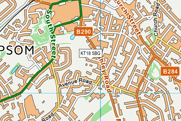 KT18 5BG map - OS VectorMap District (Ordnance Survey)