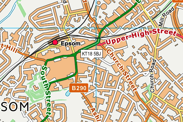 KT18 5BJ map - OS VectorMap District (Ordnance Survey)