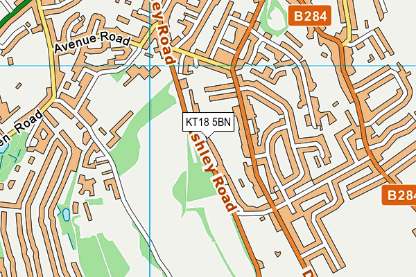 KT18 5BN map - OS VectorMap District (Ordnance Survey)