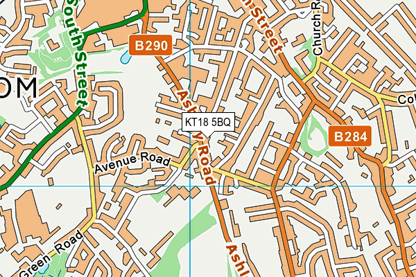 KT18 5BQ map - OS VectorMap District (Ordnance Survey)