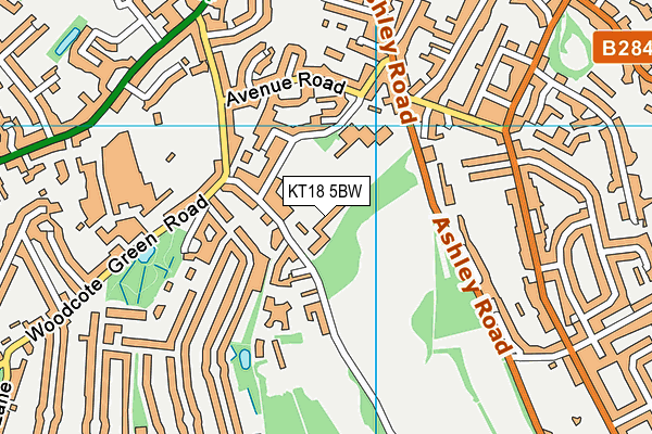 KT18 5BW map - OS VectorMap District (Ordnance Survey)