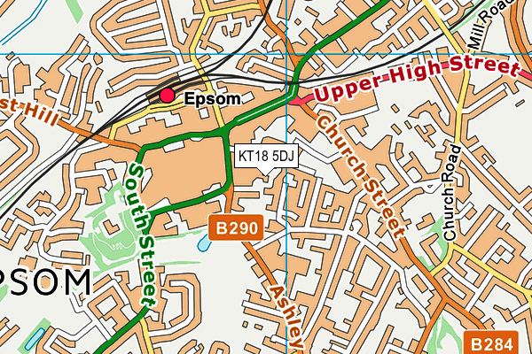 KT18 5DJ map - OS VectorMap District (Ordnance Survey)