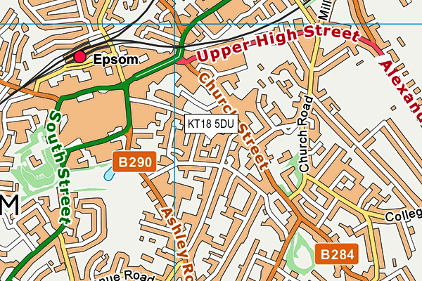 KT18 5DU map - OS VectorMap District (Ordnance Survey)