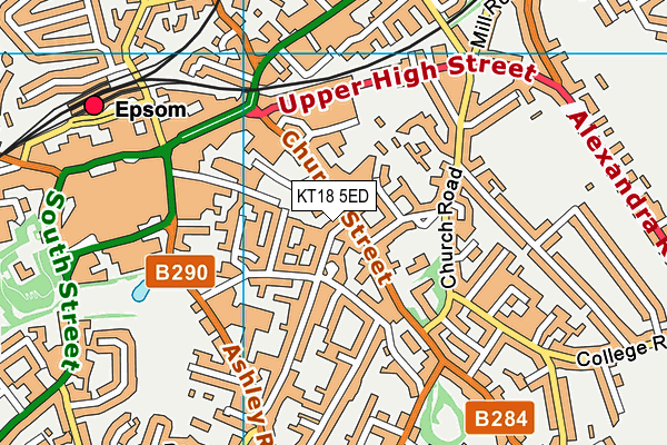 KT18 5ED map - OS VectorMap District (Ordnance Survey)