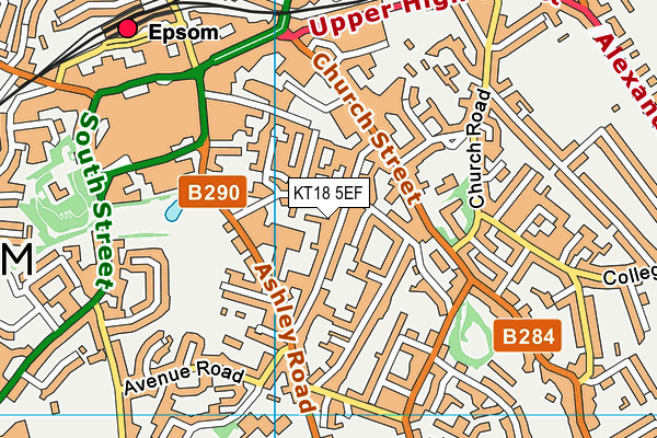 KT18 5EF map - OS VectorMap District (Ordnance Survey)