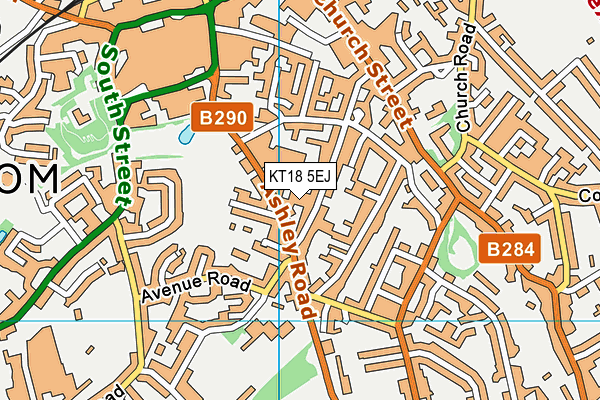 KT18 5EJ map - OS VectorMap District (Ordnance Survey)