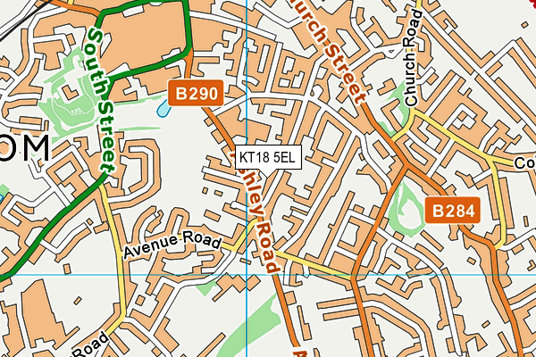 KT18 5EL map - OS VectorMap District (Ordnance Survey)