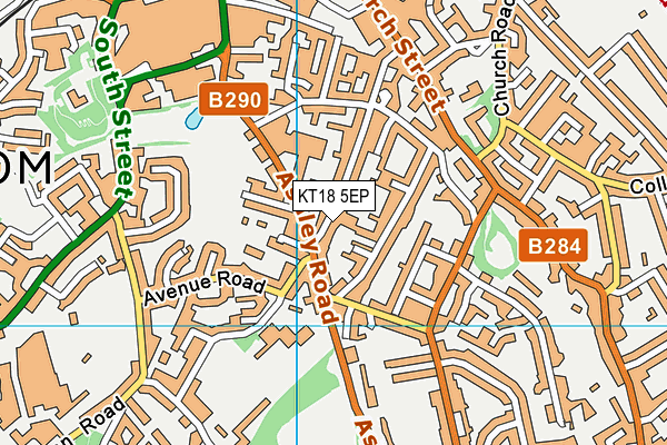 KT18 5EP map - OS VectorMap District (Ordnance Survey)