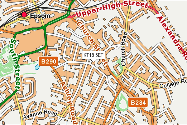 KT18 5ET map - OS VectorMap District (Ordnance Survey)