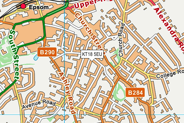 KT18 5EU map - OS VectorMap District (Ordnance Survey)