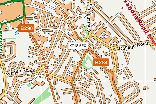 KT18 5EX map - OS VectorMap District (Ordnance Survey)