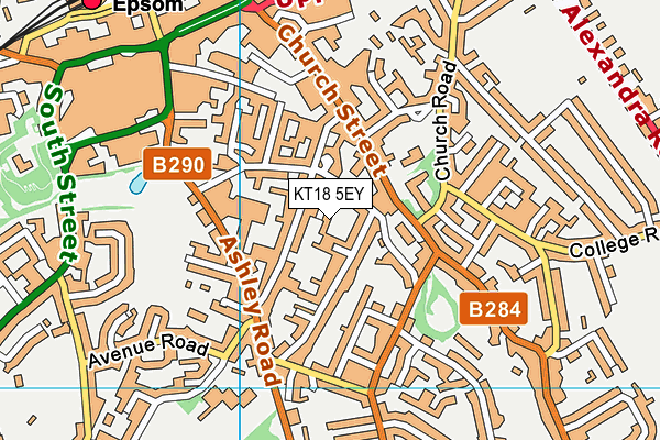 KT18 5EY map - OS VectorMap District (Ordnance Survey)