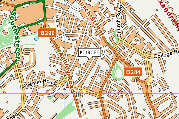 KT18 5FF map - OS VectorMap District (Ordnance Survey)