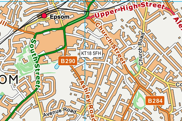 KT18 5FH map - OS VectorMap District (Ordnance Survey)