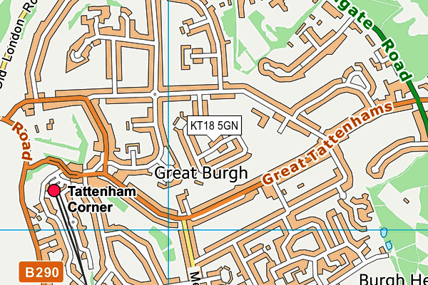 KT18 5GN map - OS VectorMap District (Ordnance Survey)