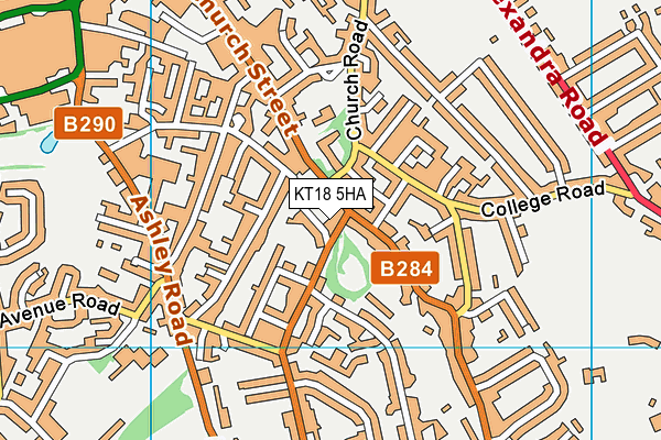 KT18 5HA map - OS VectorMap District (Ordnance Survey)
