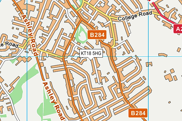 KT18 5HG map - OS VectorMap District (Ordnance Survey)
