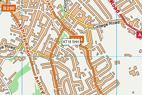 KT18 5HH map - OS VectorMap District (Ordnance Survey)