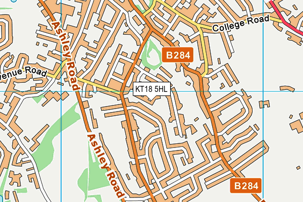 KT18 5HL map - OS VectorMap District (Ordnance Survey)
