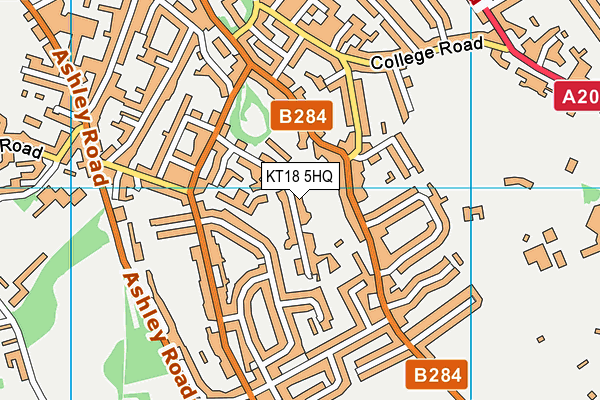 KT18 5HQ map - OS VectorMap District (Ordnance Survey)