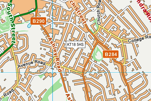 KT18 5HS map - OS VectorMap District (Ordnance Survey)