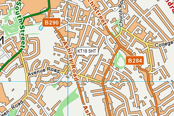 KT18 5HT map - OS VectorMap District (Ordnance Survey)