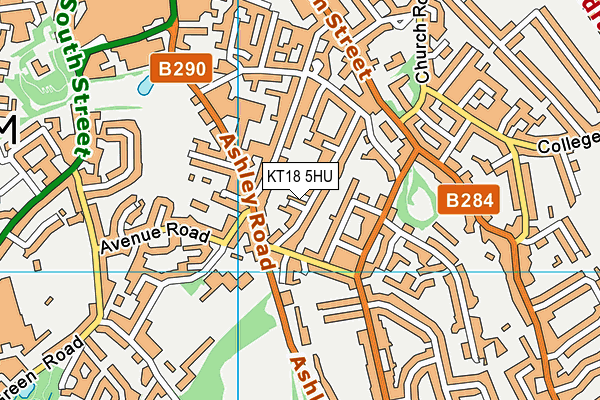 KT18 5HU map - OS VectorMap District (Ordnance Survey)