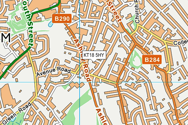 KT18 5HY map - OS VectorMap District (Ordnance Survey)