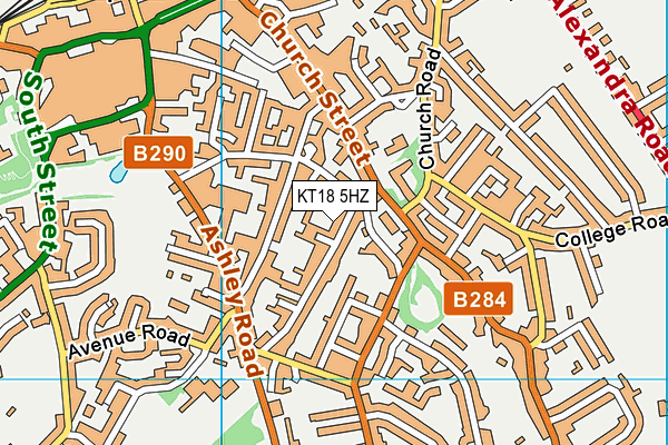 KT18 5HZ map - OS VectorMap District (Ordnance Survey)
