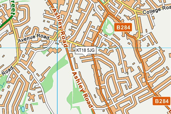 KT18 5JG map - OS VectorMap District (Ordnance Survey)