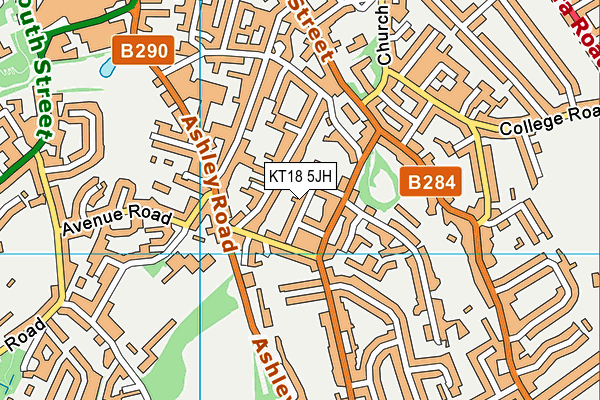 KT18 5JH map - OS VectorMap District (Ordnance Survey)