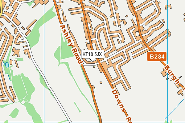 KT18 5JX map - OS VectorMap District (Ordnance Survey)