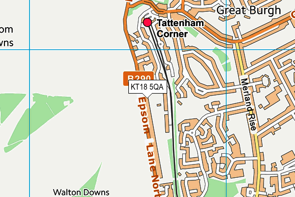 KT18 5QA map - OS VectorMap District (Ordnance Survey)